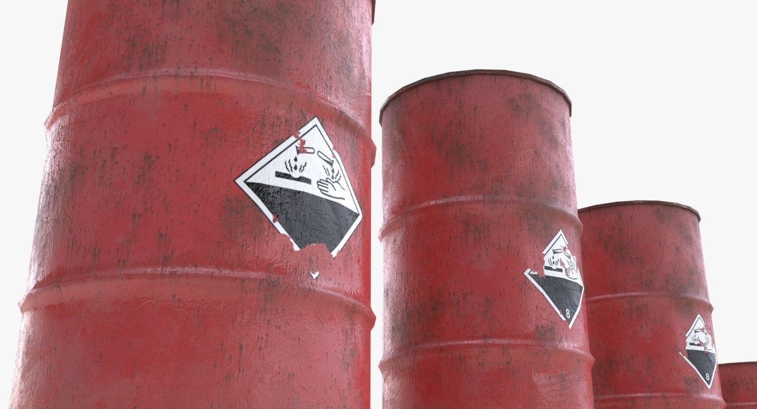 Chemical barrels Low-poly 3D model_9