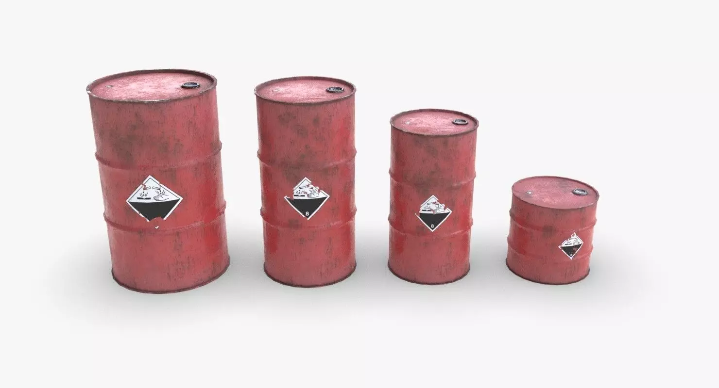 Chemical barrels Low-poly 3D model_0