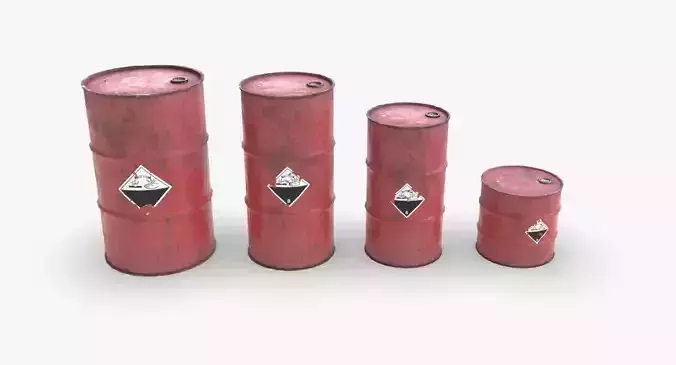 Chemical barrels Low-poly 3D model
