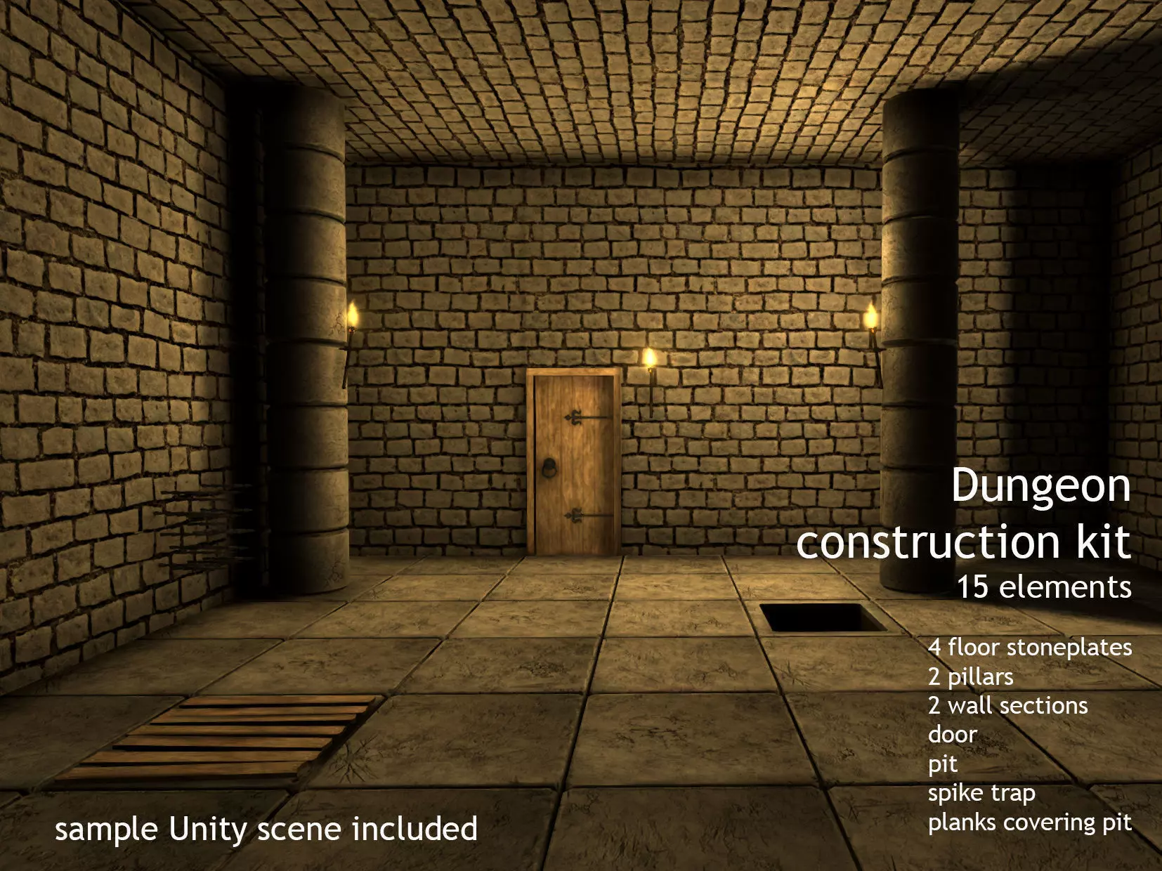 Dungeon Creation Kit - 15 dungeon assets Low-poly 3D model_0