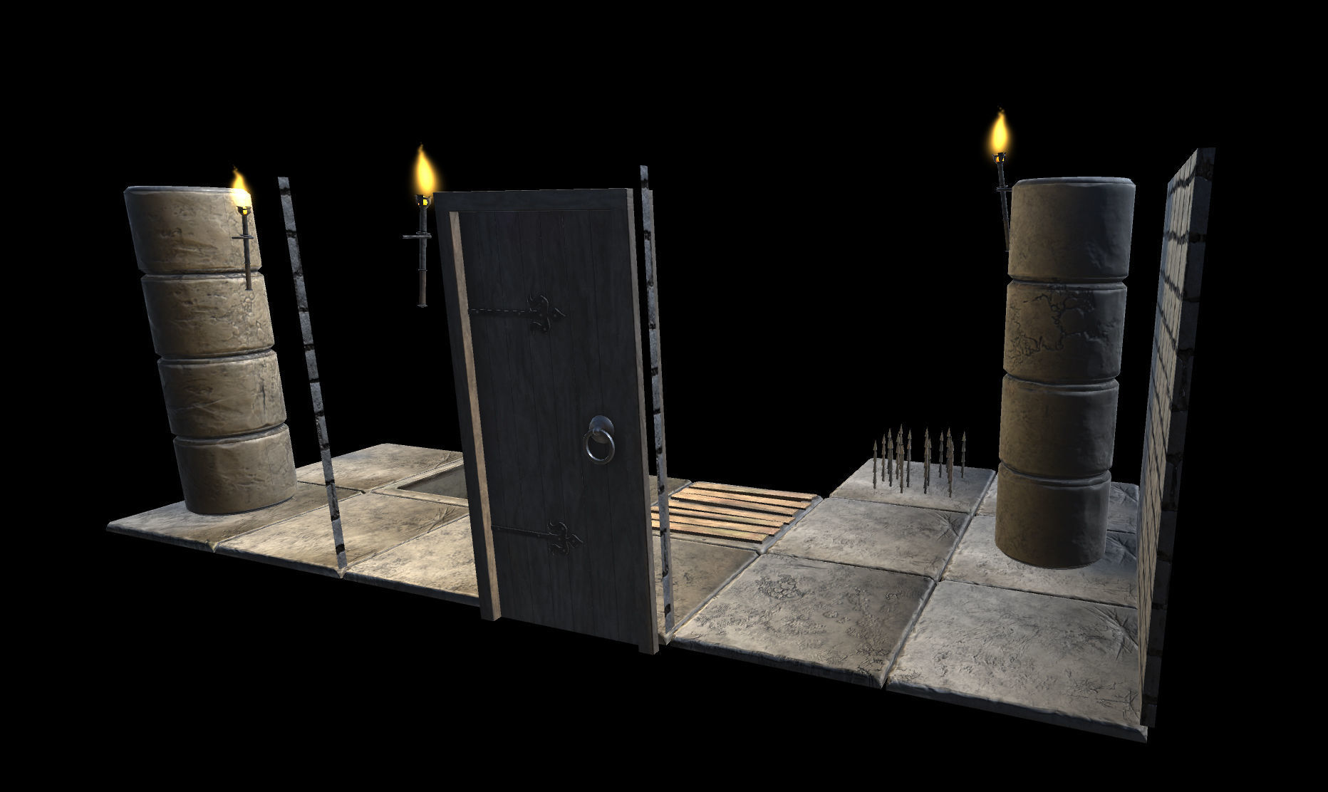 Dungeon Creation Kit - 15 dungeon assets Low-poly 3D model_7