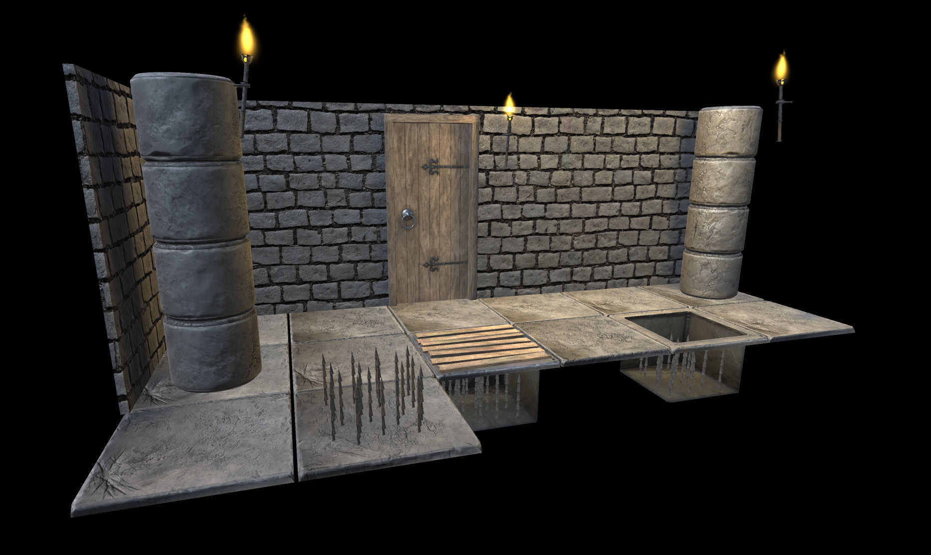 Dungeon Creation Kit - 15 dungeon assets Low-poly 3D model_4