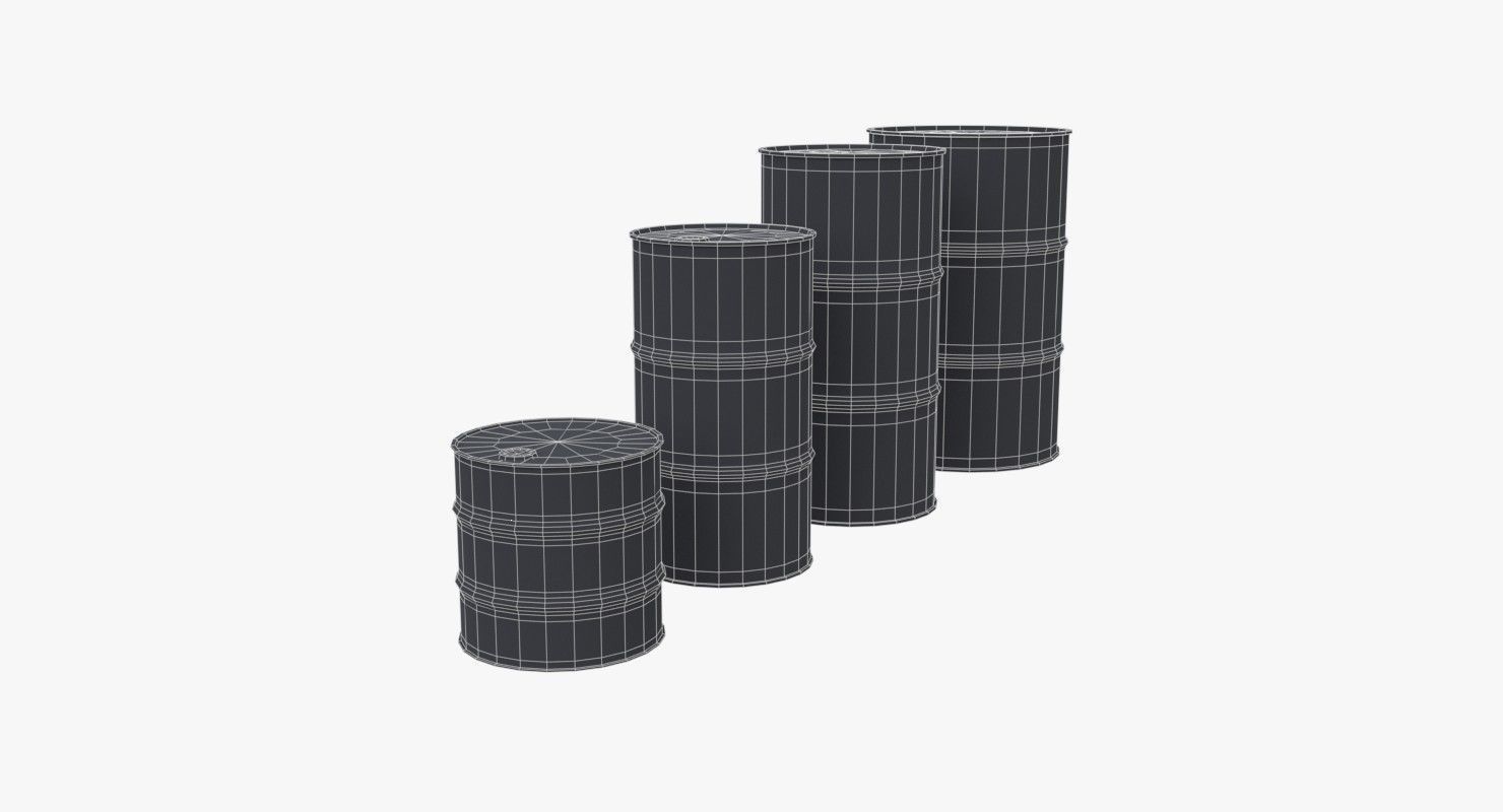 Army chemical barrels Low-poly 3D model_13