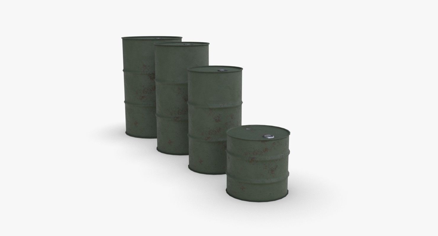 Army chemical barrels Low-poly 3D model_2