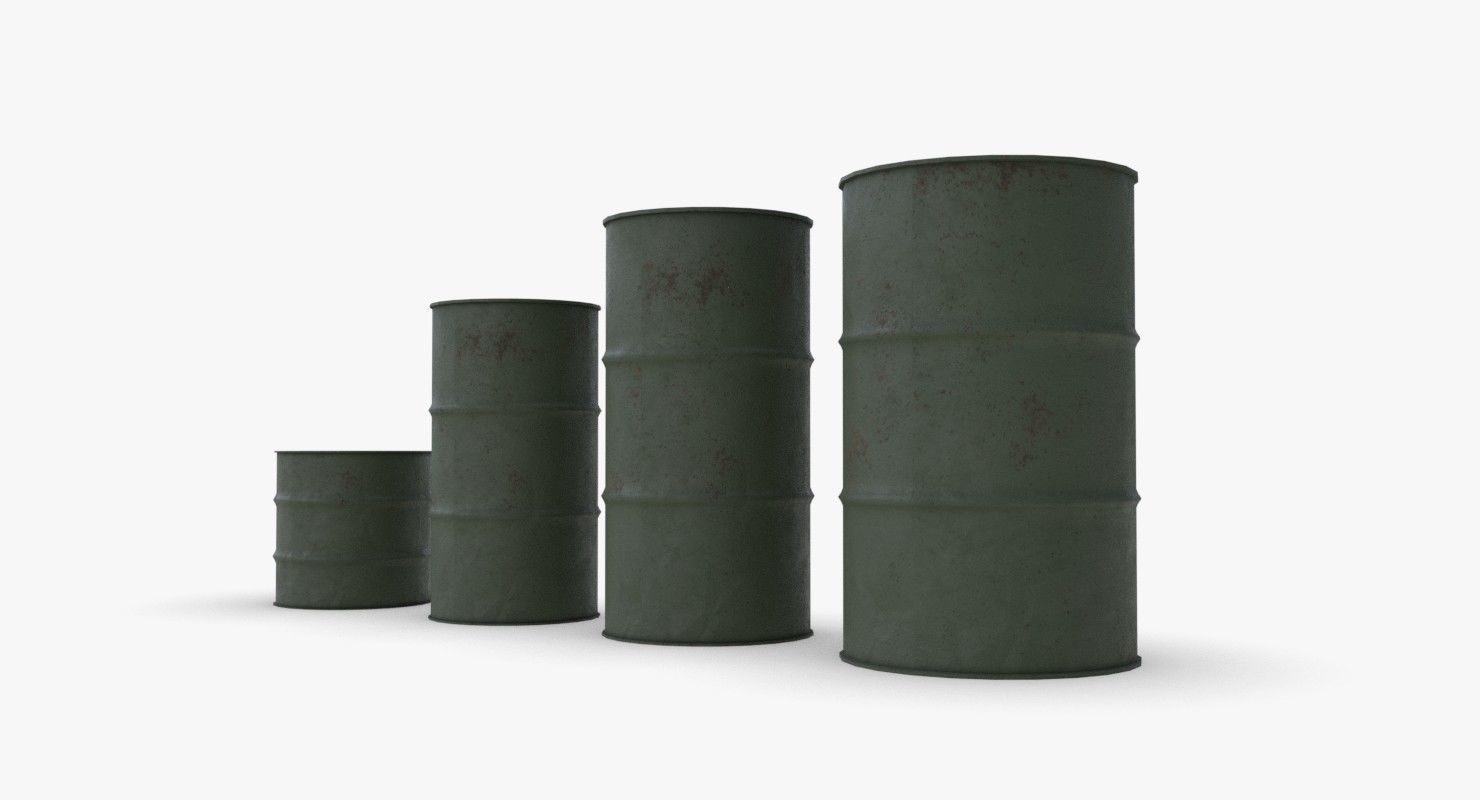 Army chemical barrels Low-poly 3D model_5