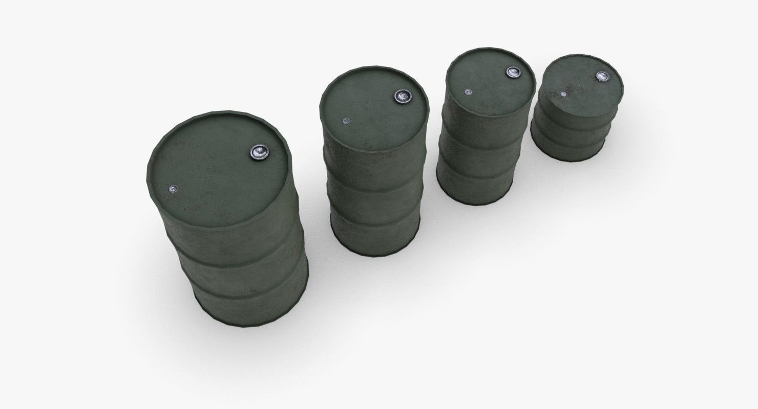 Army chemical barrels Low-poly 3D model_6