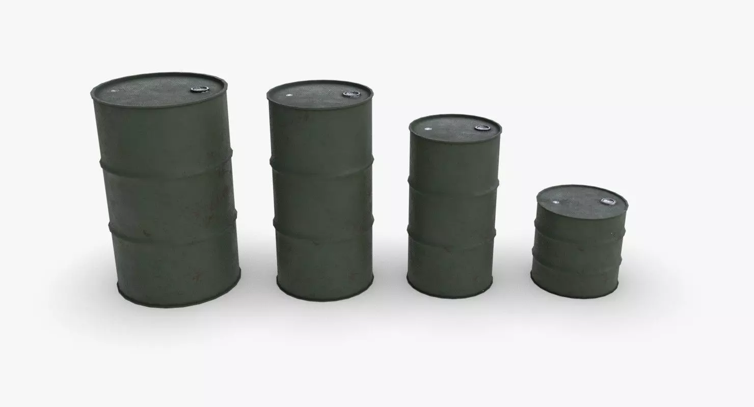 Army chemical barrels Low-poly 3D model_0