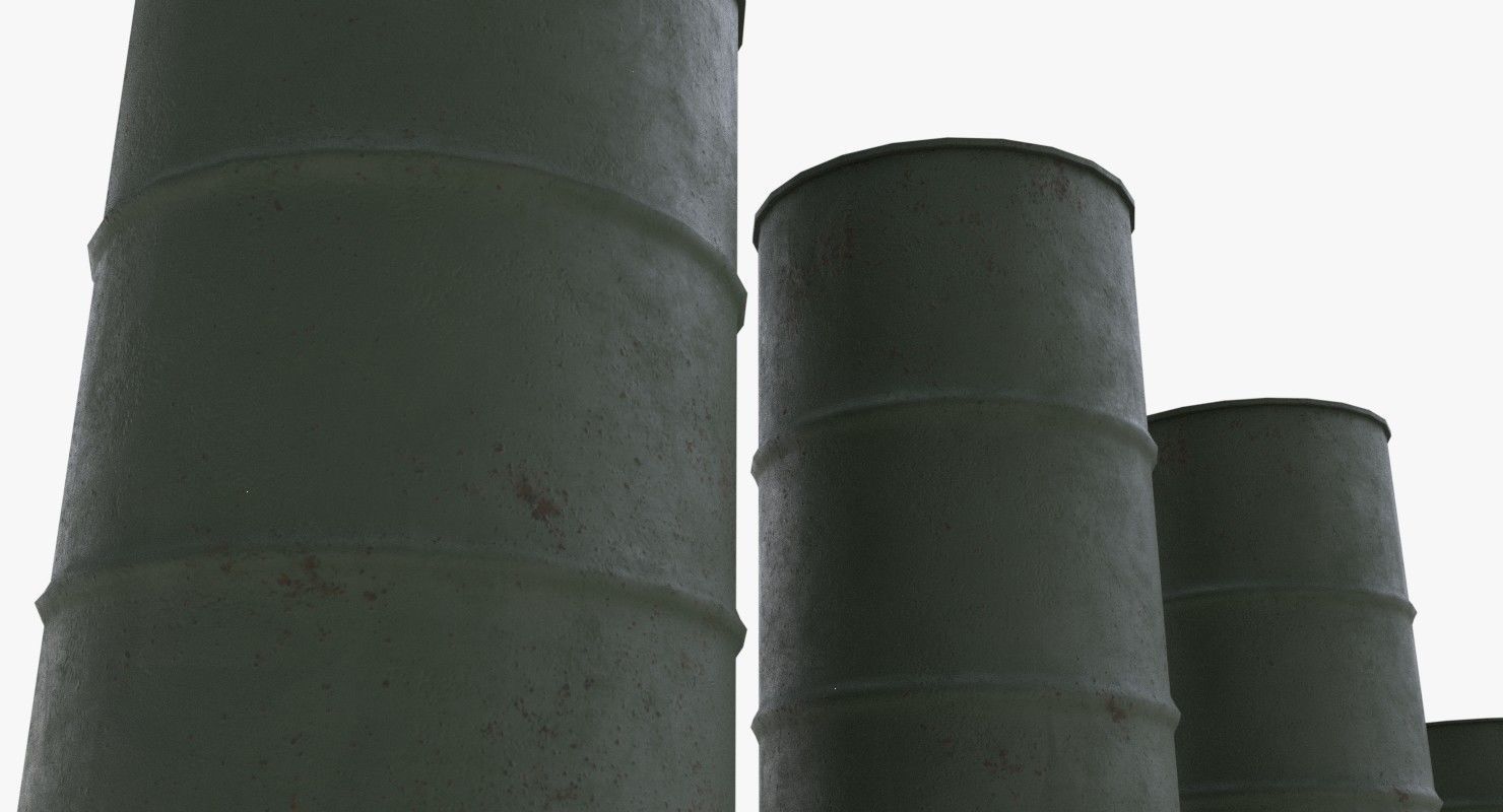Army chemical barrels Low-poly 3D model_9