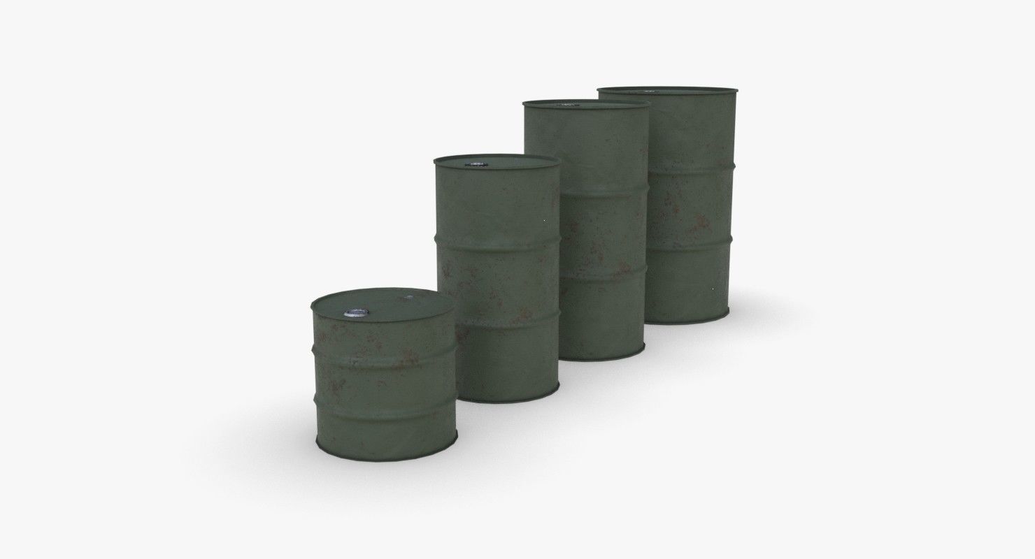 Army chemical barrels Low-poly 3D model_3