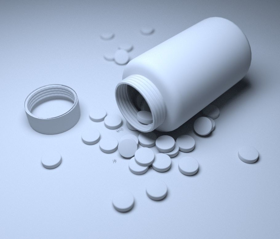 Pill and bottle Low-poly 3D model_2