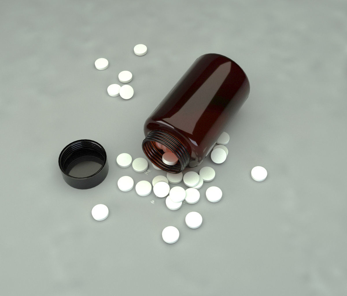 Pill and bottle Low-poly 3D model_4
