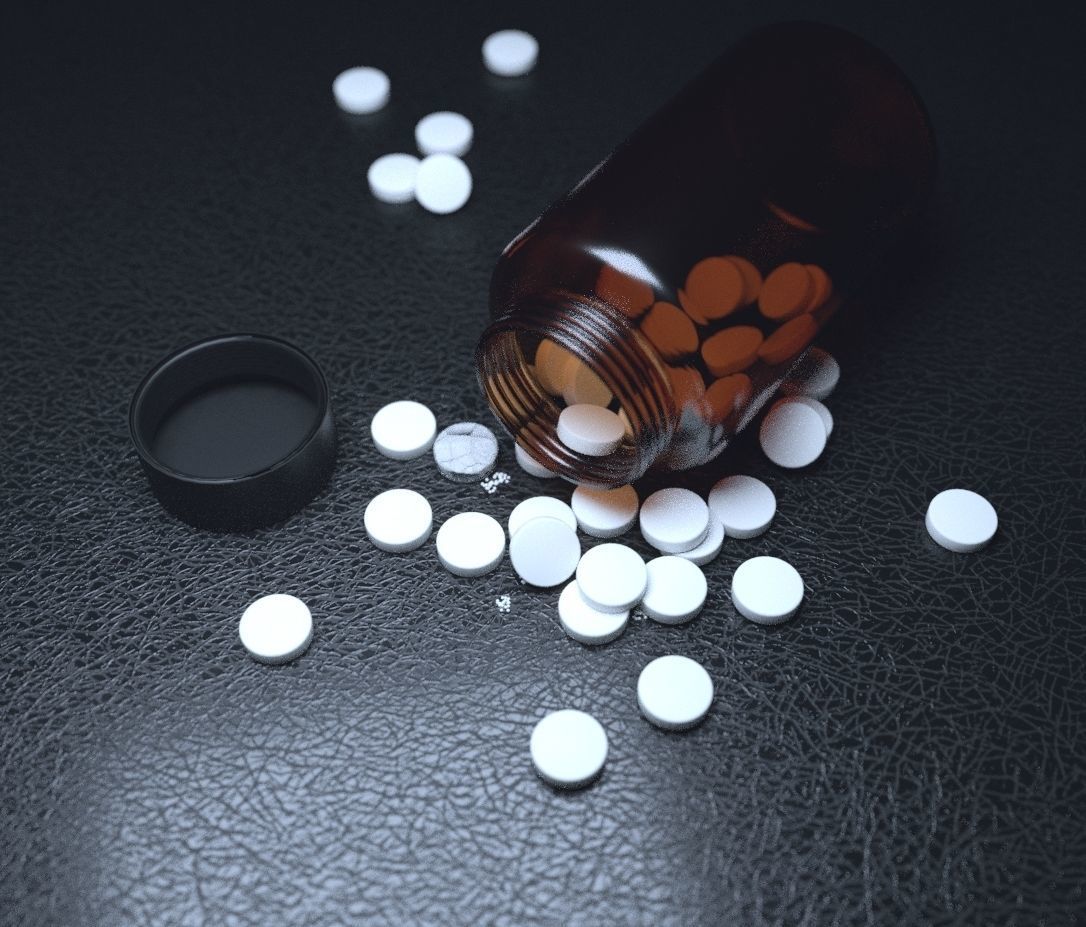 Pill and bottle Low-poly 3D model_1