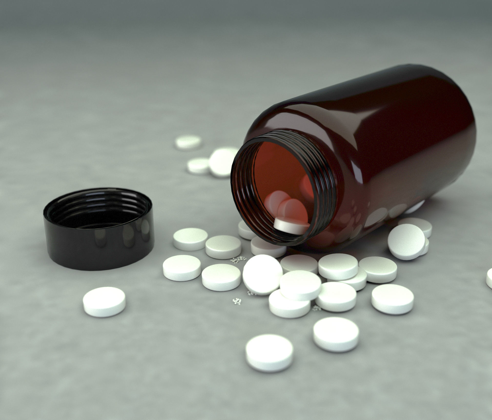 Pill and bottle Low-poly 3D model_5