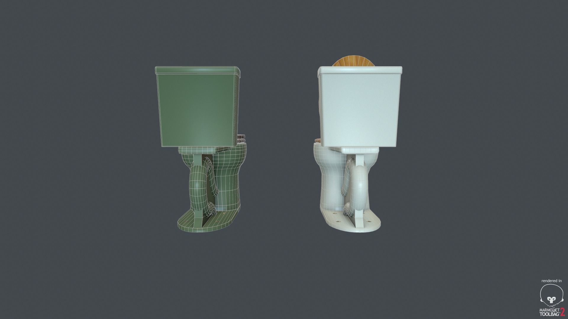 Game Ready Toilet with two bowls Low-poly 3D model_9