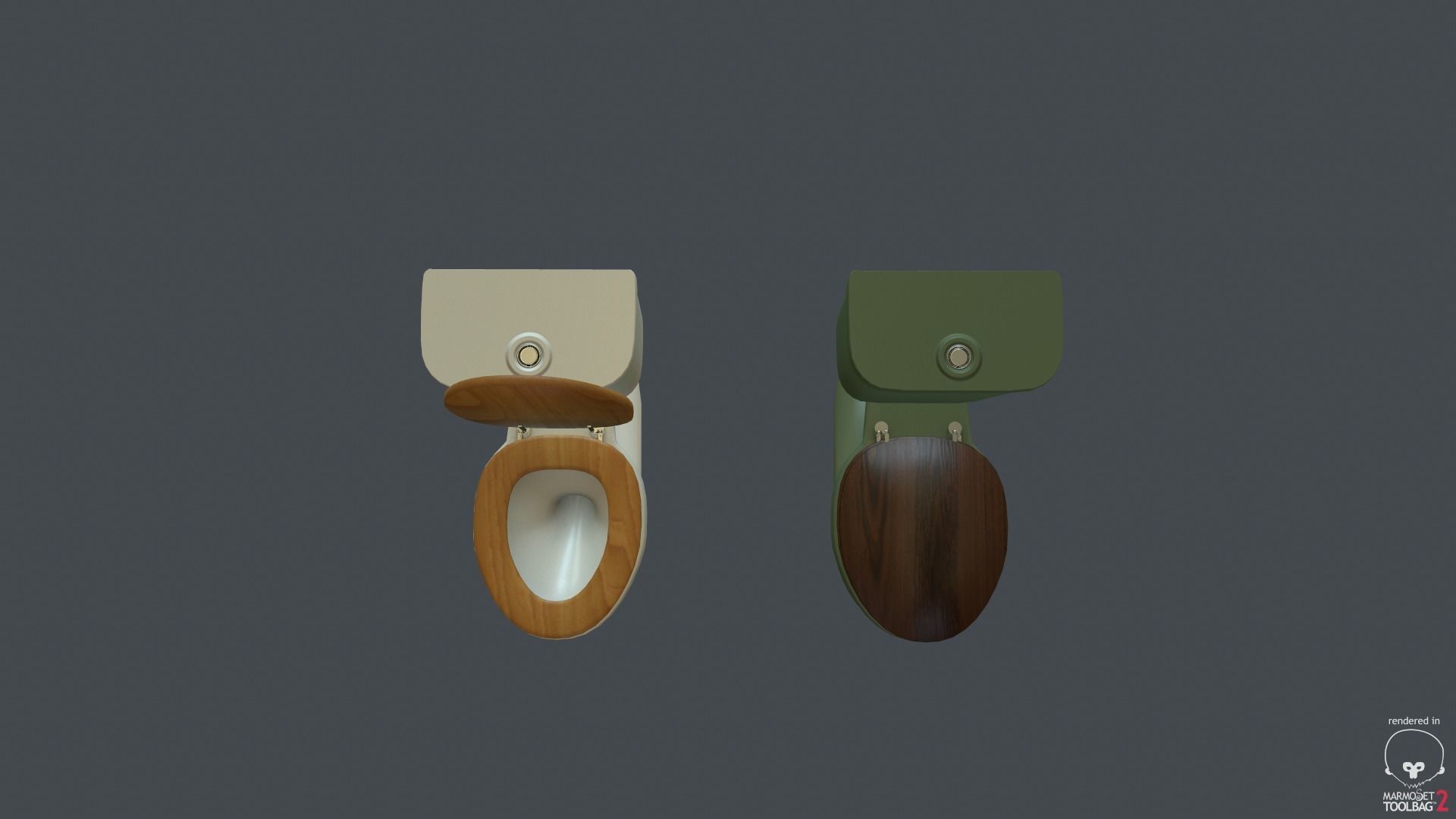 Game Ready Toilet with two bowls Low-poly 3D model_3