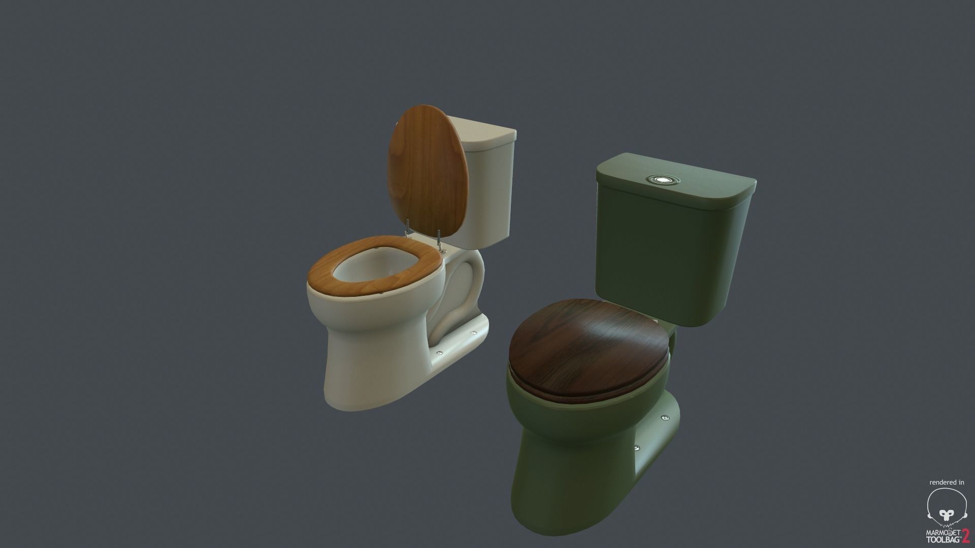 Game Ready Toilet with two bowls Low-poly 3D model_2