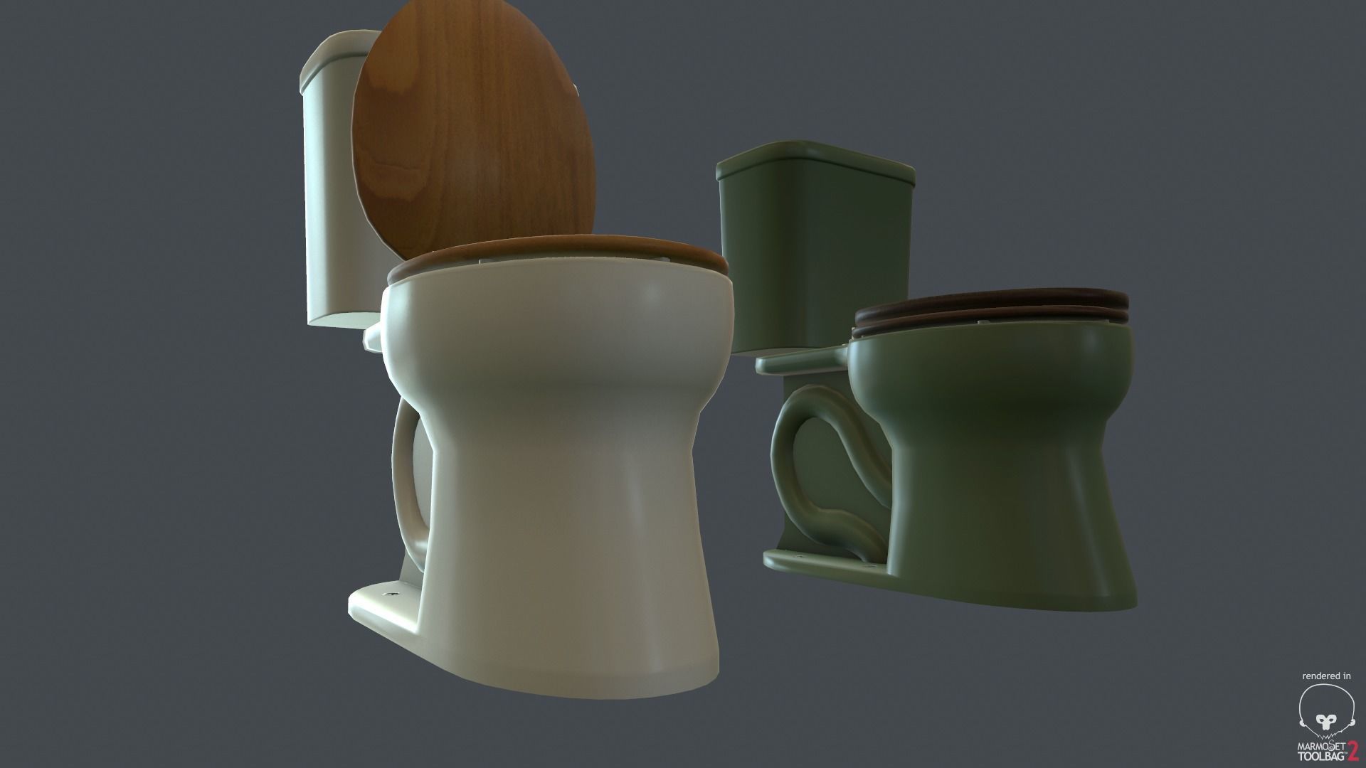Game Ready Toilet with two bowls Low-poly 3D model_1