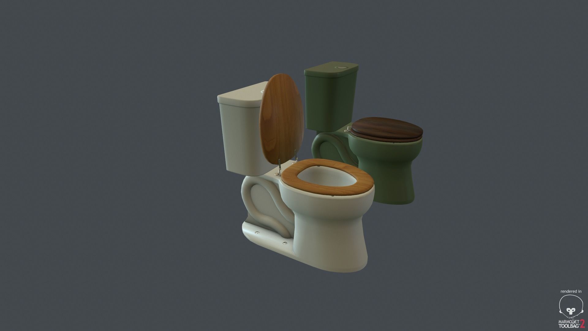 Game Ready Toilet with two bowls Low-poly 3D model_4