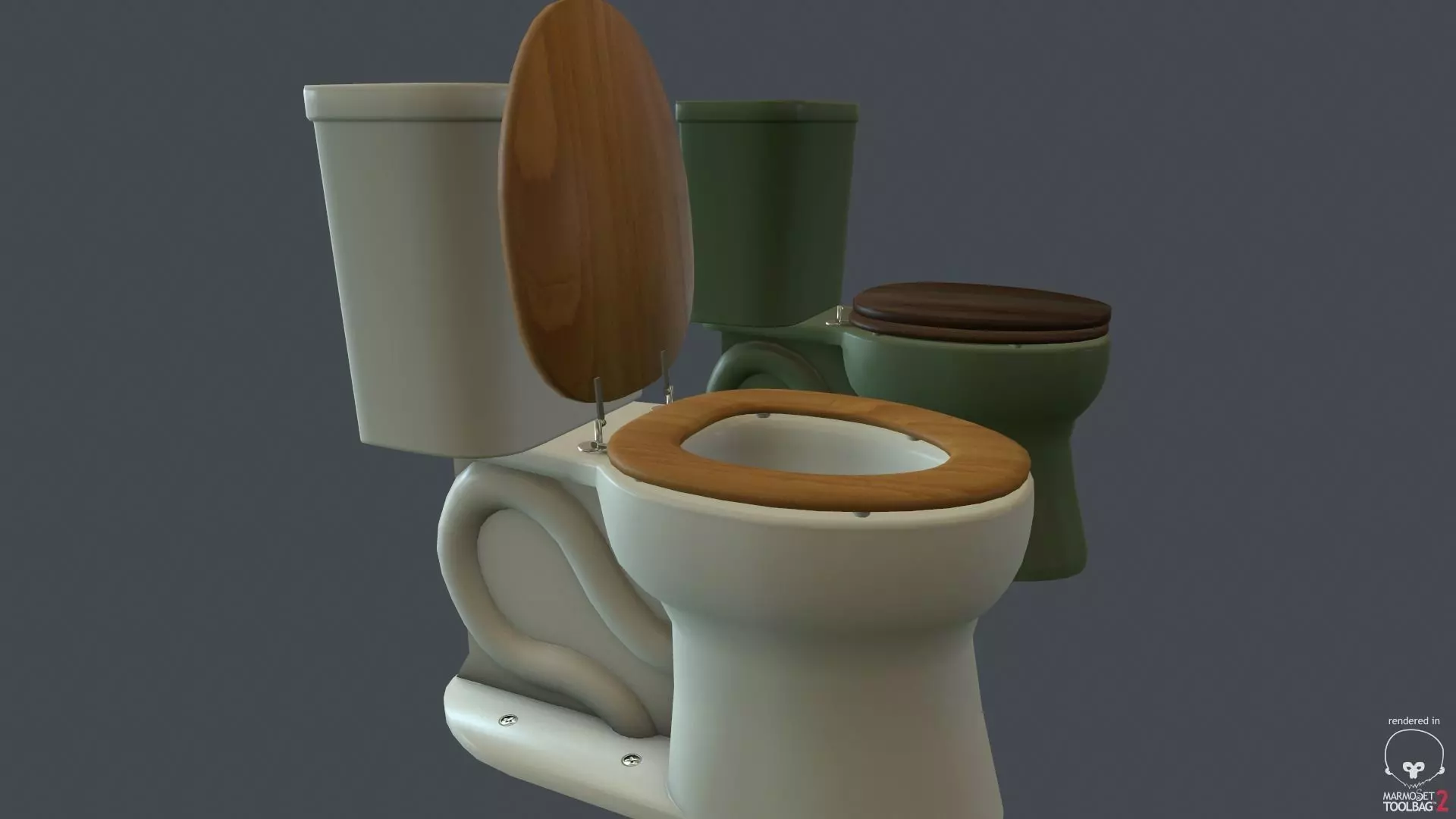 Game Ready Toilet with two bowls Low-poly 3D model_0