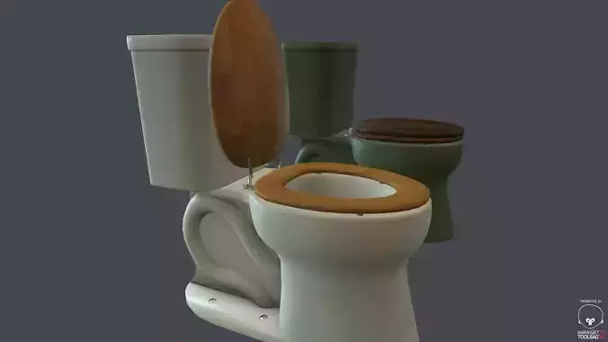 Game Ready Toilet with two bowls Low-poly 3D model