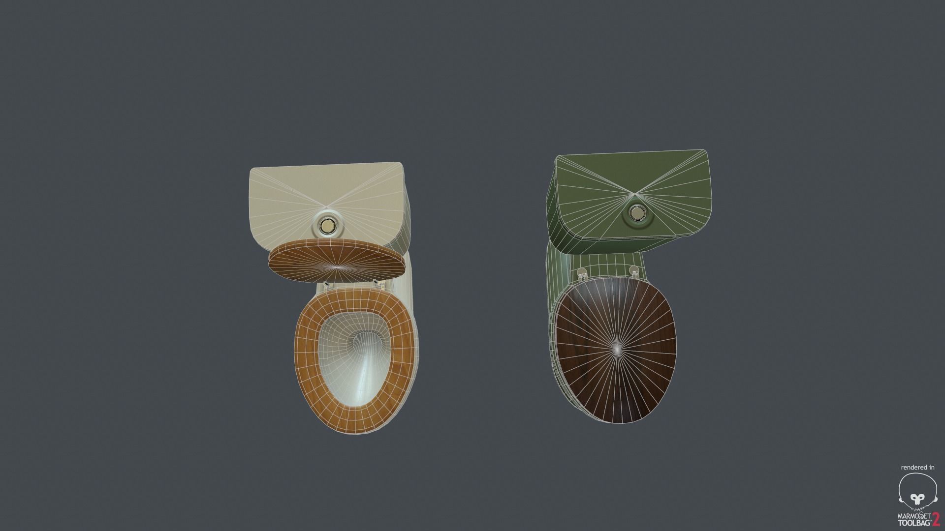 Game Ready Toilet with two bowls Low-poly 3D model_6