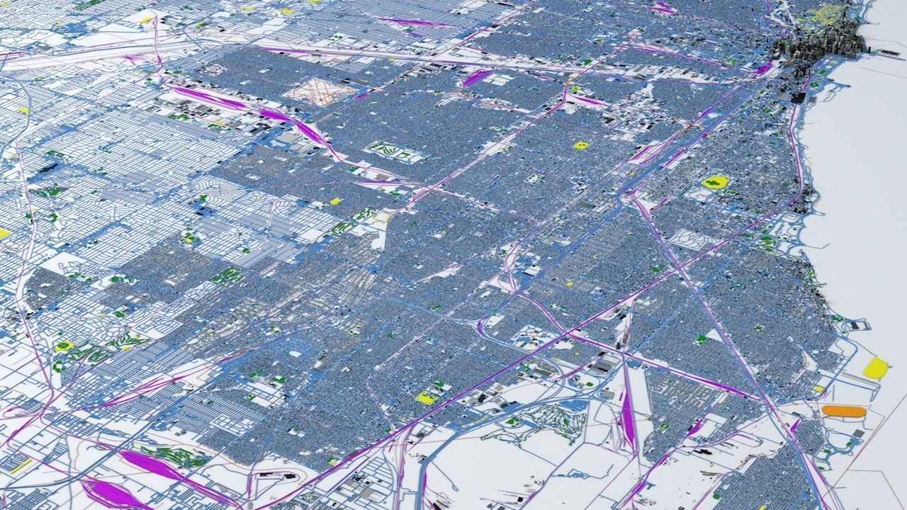 Chicago Streets Buildings Transport Sport Airports Ultimate 3D model_1