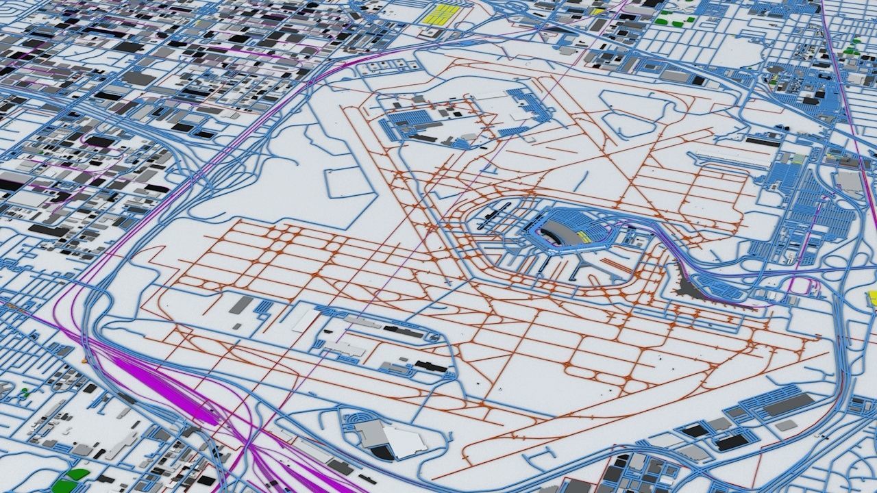 Chicago Streets Buildings Transport Sport Airports Ultimate 3D model_8