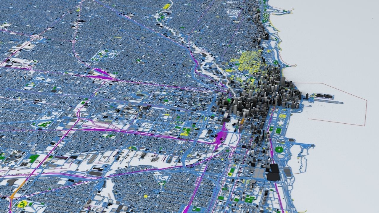 Chicago Streets Buildings Transport Sport Airports Ultimate 3D model_5