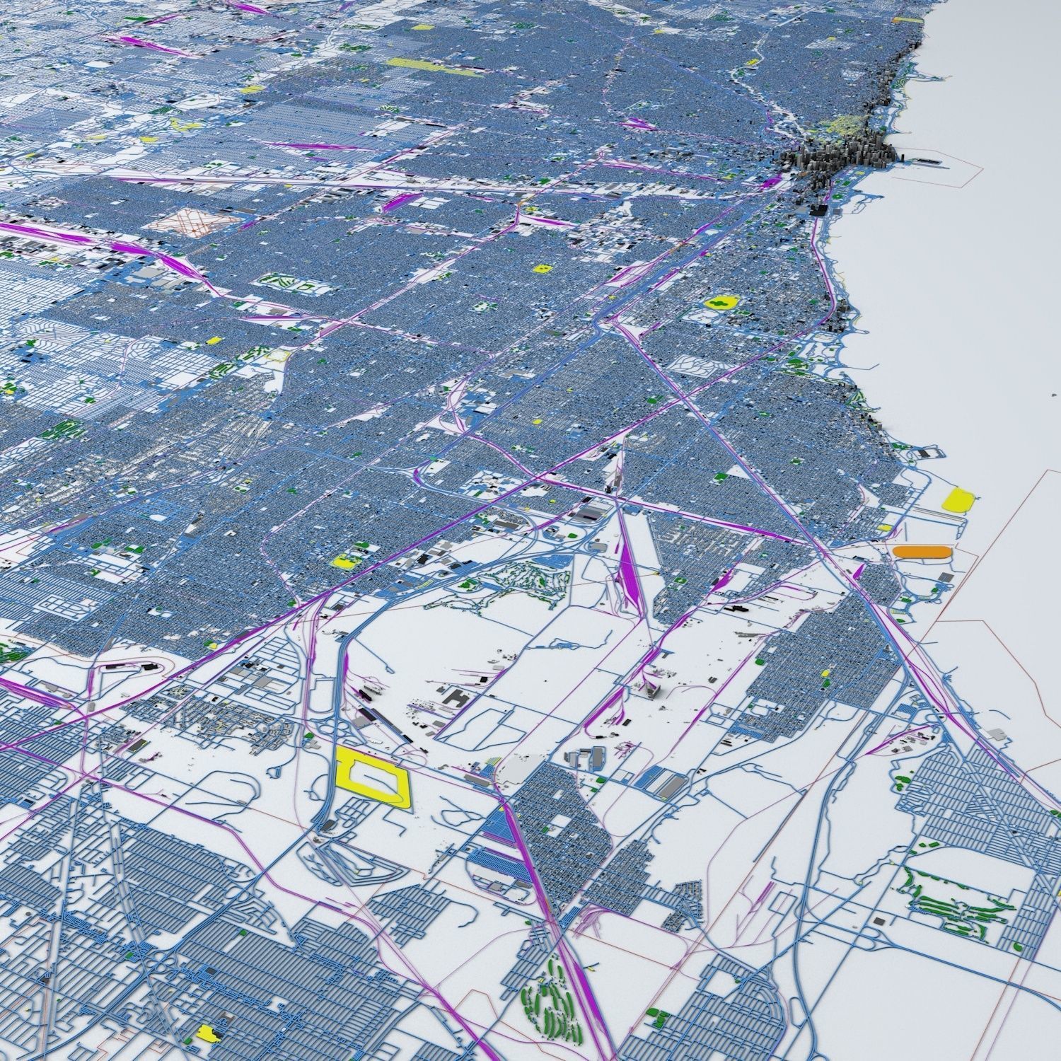 Chicago Streets Buildings Transport Sport Airports Ultimate 3D model_4