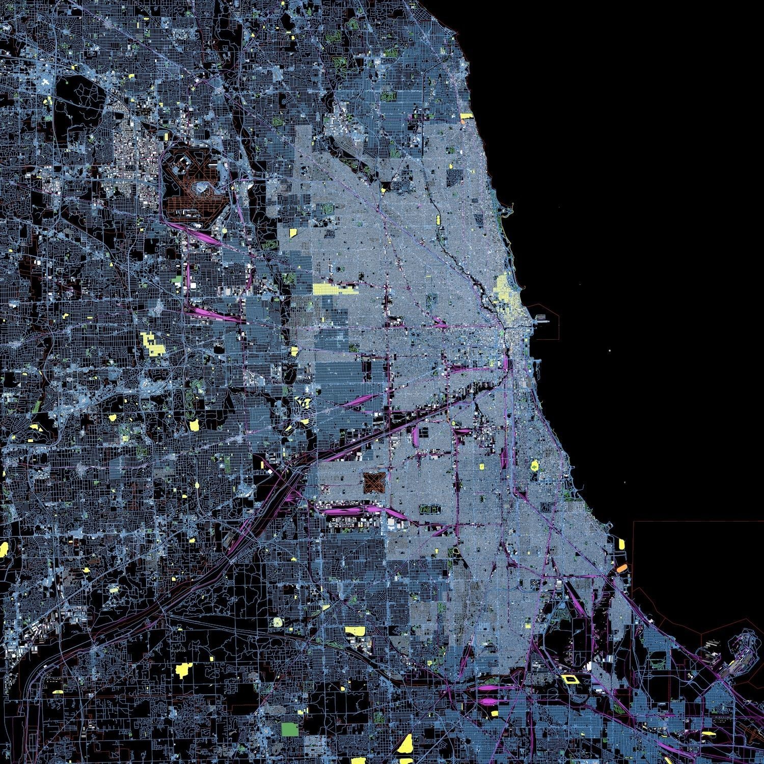 Chicago Streets Buildings Transport Sport Airports Ultimate 3D model_16