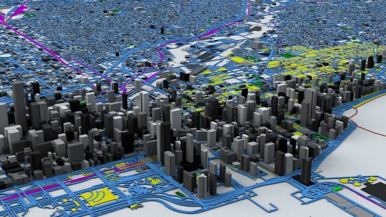 Chicago Streets Buildings Transport Sport Airports Ultimate 3D model_2