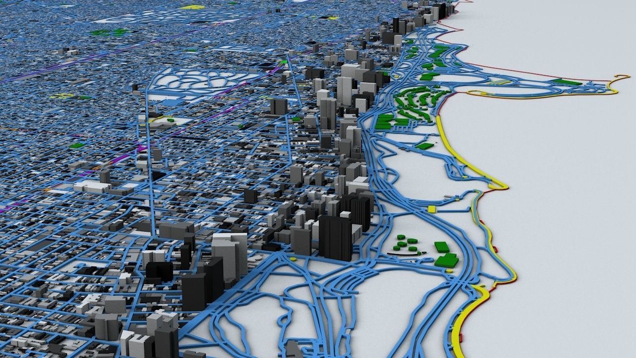 Chicago Streets Buildings Transport Sport Airports Ultimate 3D model_3