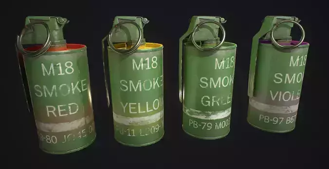 M18 Smoke Grenade Low-poly 3D model