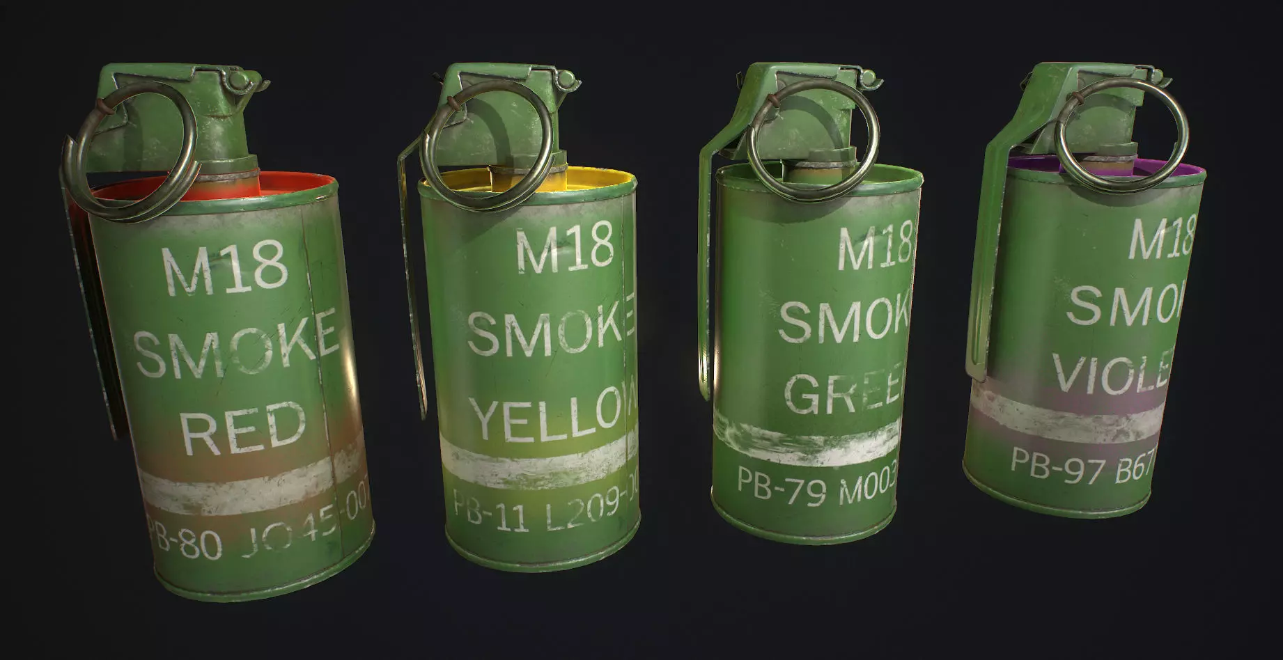 M18 Smoke Grenade Low-poly 3D model