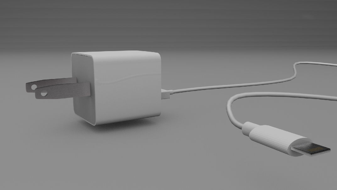iphone charger Low-poly 3D model_2