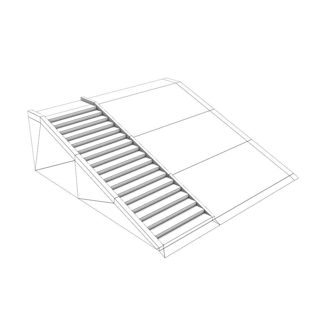 Mid Poly Roads Staircases and Bridges Pack Low-poly 3D model_48