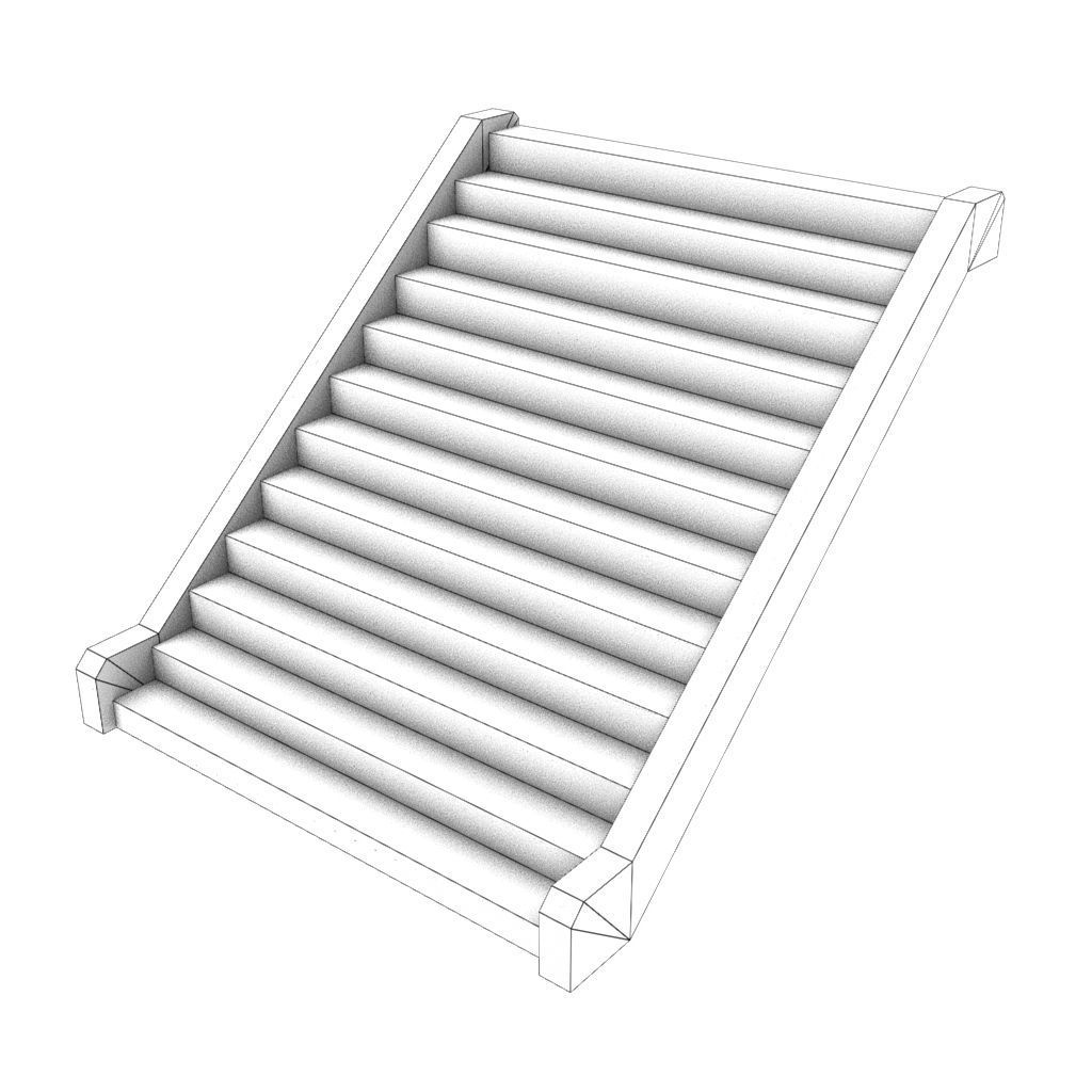 Mid Poly Roads Staircases and Bridges Pack Low-poly 3D model_36