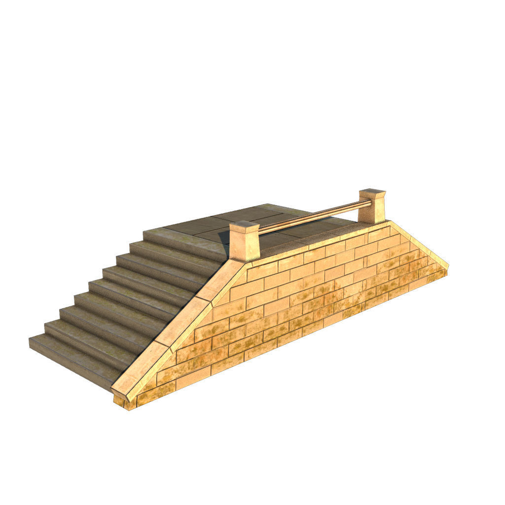 Mid Poly Roads Staircases and Bridges Pack Low-poly 3D model_25