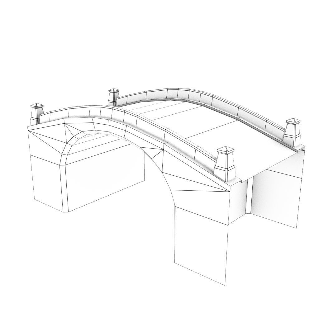 Mid Poly Roads Staircases and Bridges Pack Low-poly 3D model_56