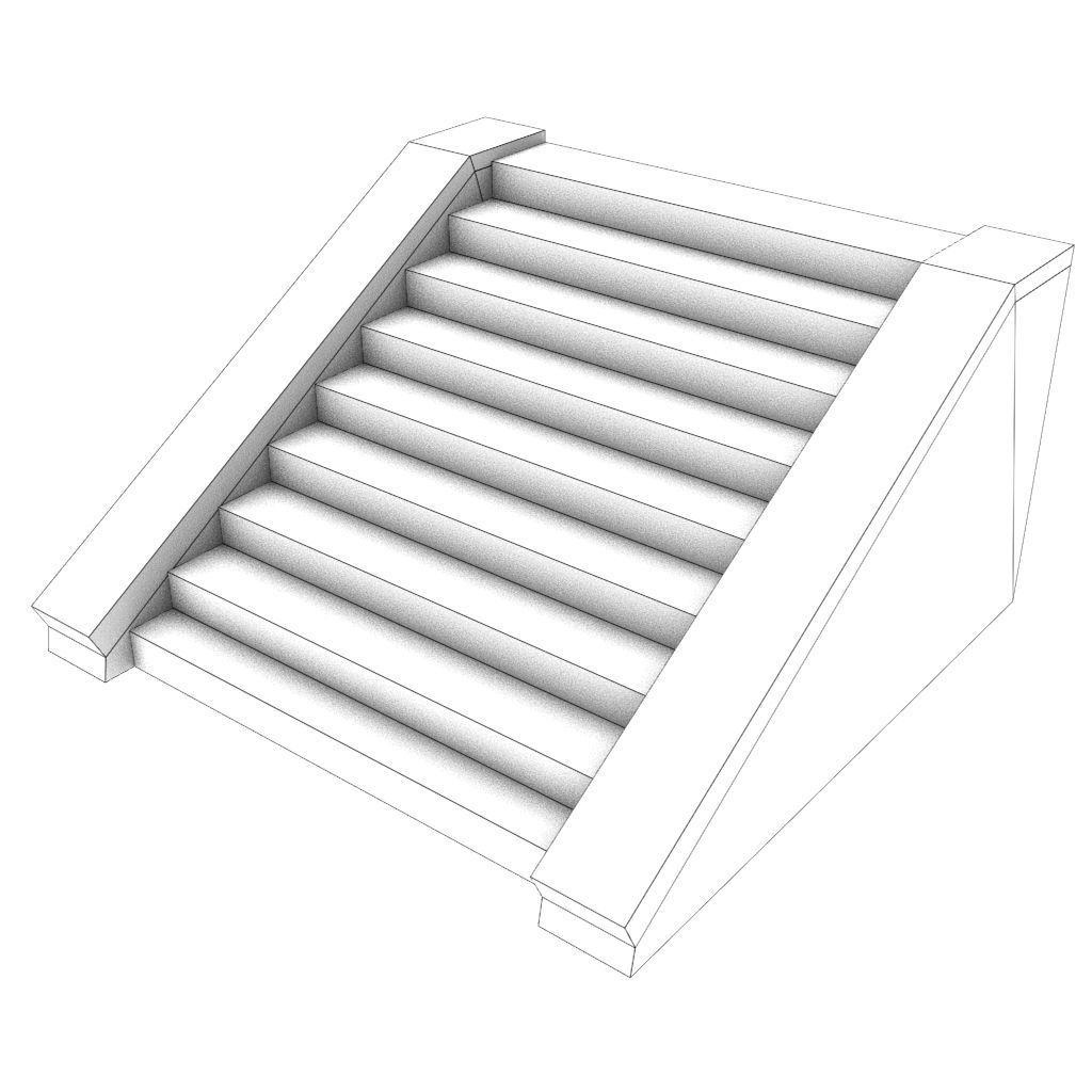 Mid Poly Roads Staircases and Bridges Pack Low-poly 3D model_42