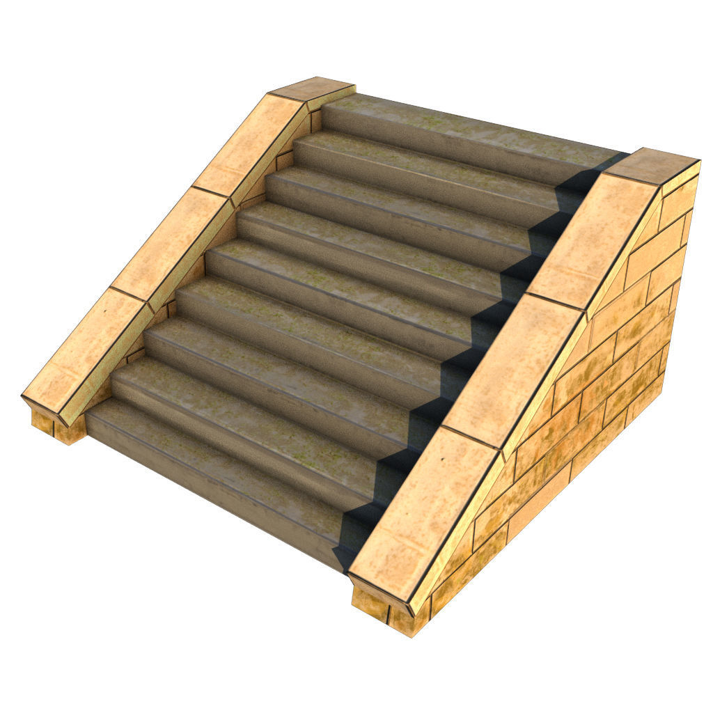 Mid Poly Roads Staircases and Bridges Pack Low-poly 3D model_41