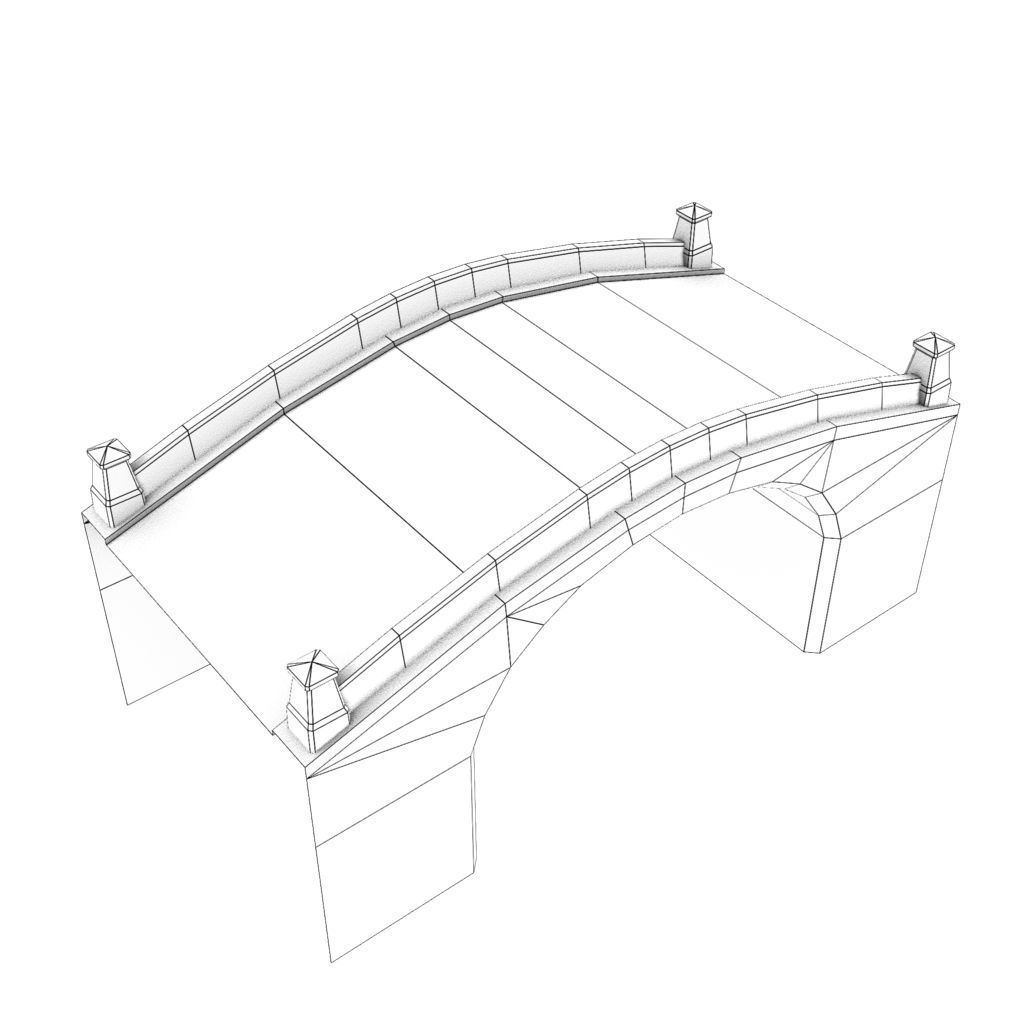 Mid Poly Roads Staircases and Bridges Pack Low-poly 3D model_58