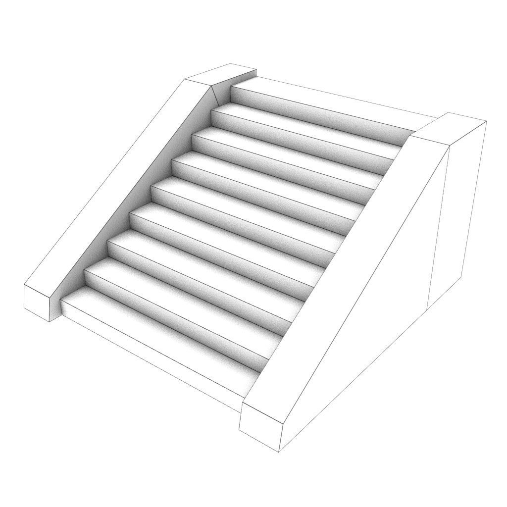Mid Poly Roads Staircases and Bridges Pack Low-poly 3D model_44