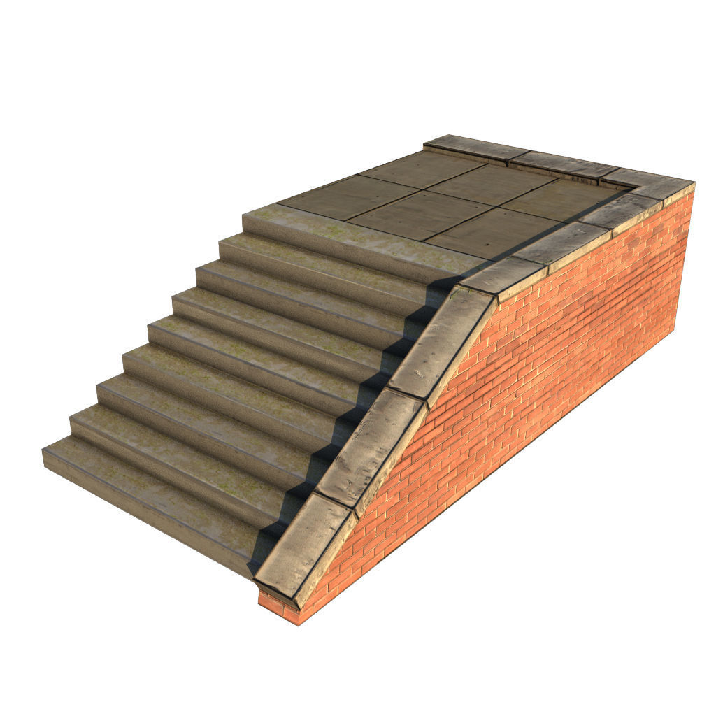 Mid Poly Roads Staircases and Bridges Pack Low-poly 3D model_39