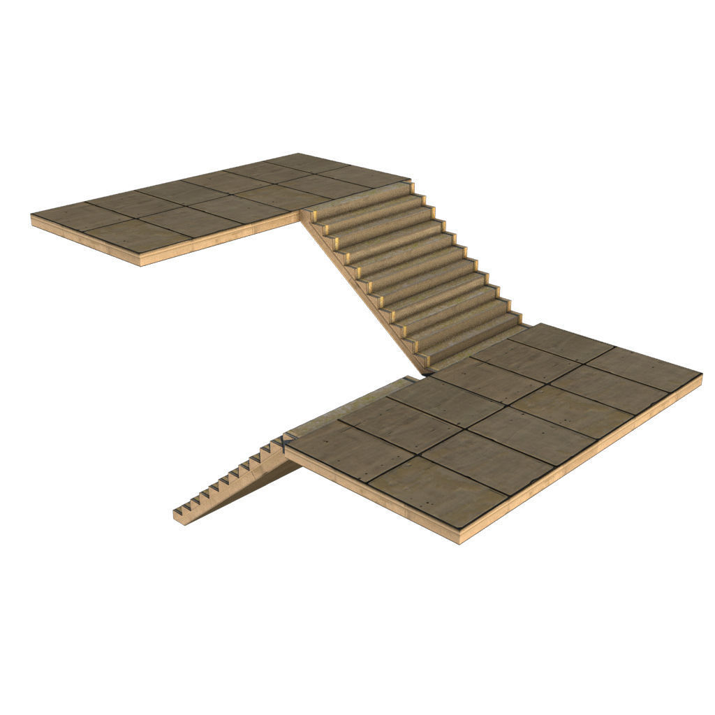 Mid Poly Roads Staircases and Bridges Pack Low-poly 3D model_31