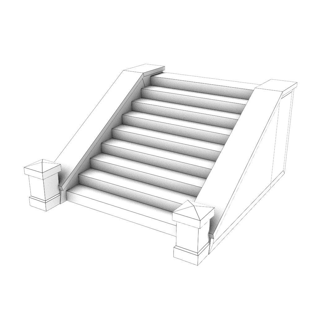 Mid Poly Roads Staircases and Bridges Pack Low-poly 3D model_50