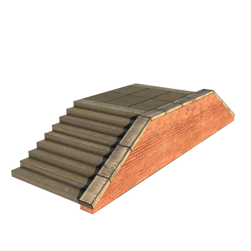 Mid Poly Roads Staircases and Bridges Pack Low-poly 3D model_21