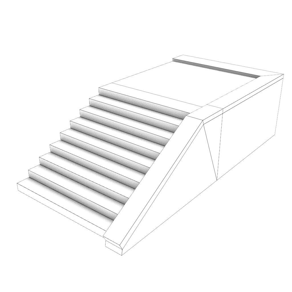 Mid Poly Roads Staircases and Bridges Pack Low-poly 3D model_40