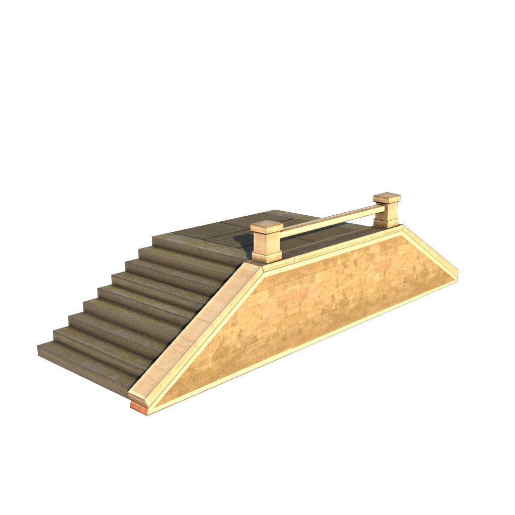 Mid Poly Roads Staircases and Bridges Pack Low-poly 3D model_23