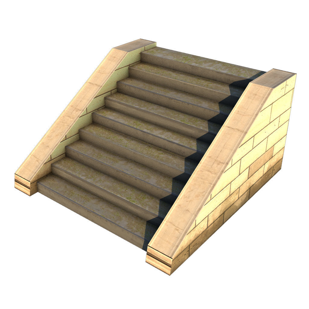 Mid Poly Roads Staircases and Bridges Pack Low-poly 3D model_43